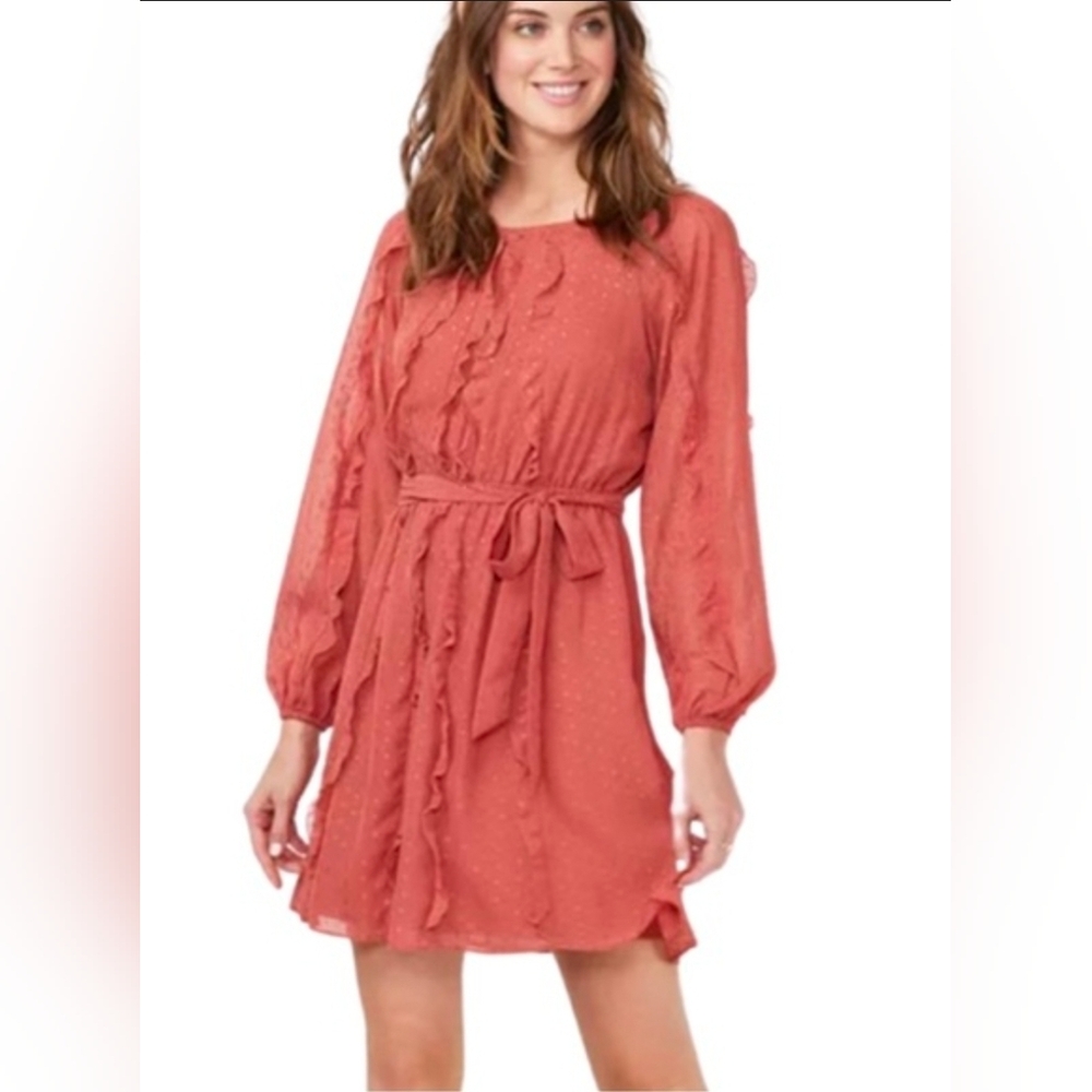 LC Lauren Conrad Terracotta Textured Dress